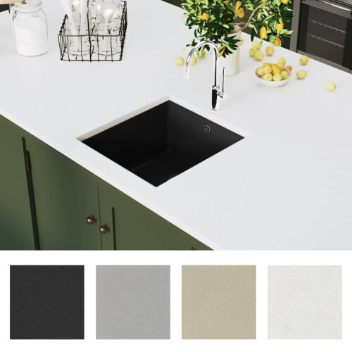 Berkfield Granite Kitchen Sink Single Basin Black 2