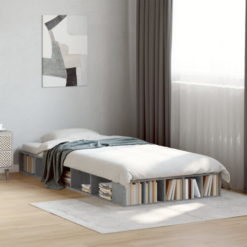 Berkfield Bed Frame without Mattress Concrete Grey 75x190 cm Small Single