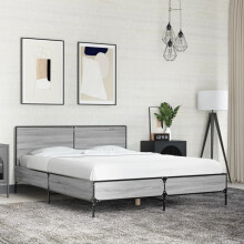 Berkfield Bed Frame without Mattress Grey Sonoma 120x190 cm Small Double