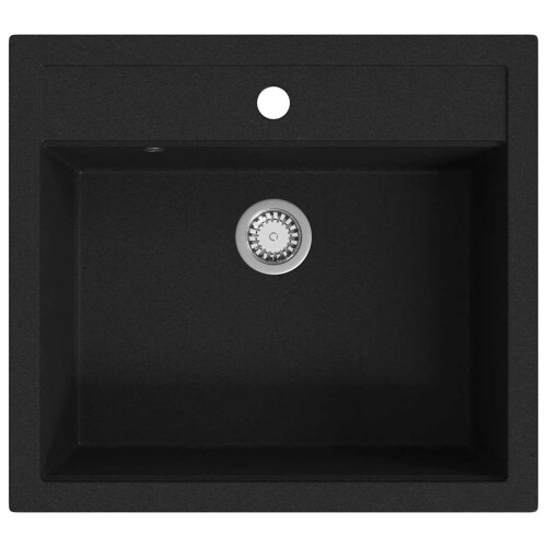 Berkfield Granite Kitchen Sink Single Basin Black 1