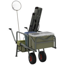 Berkfield Fishing Trolley Green with 2 Wheels Powder-coated Steel