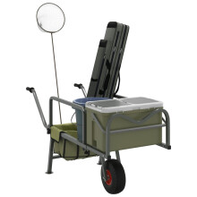 Berkfield Fishing Trolley Green with Wheel Powder-coated Steel