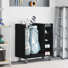 Berkfield Golf Cabinet with Wheel Plain Black Oak 90 x 45 x 98 cm