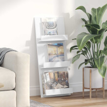 Berkfield Magazine Rack with Shelf White 43 x 11 x 102 cm Engineered Wood
