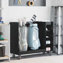 Berkfield Golf Cabinet with Wheel Plain Black Oak 120 x 45 x 98 cm
