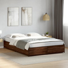 Berkfield Bed Frame without Mattress Brown Oak 140x190 cm