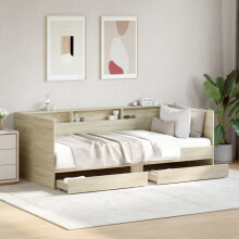 Berkfield Daybed with Drawers without Mattress Sonoma Oak 75x190 cm Small Single