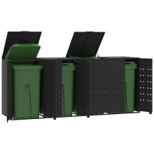 Berkfield Wheelie Bin Storage for 4 Bins Black 276x79x117 cm Steel