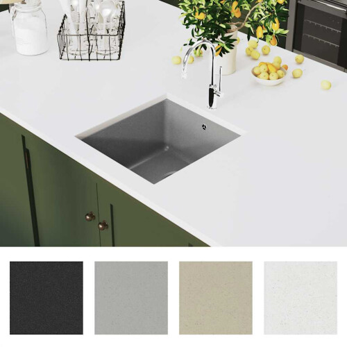 Berkfield Granite Kitchen Sink Single Basin Grey 2