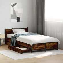 Berkfield Bed Frame with Drawers without Mattress Smoked Oak 75x190 cm Small Single
