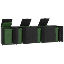 Berkfield Wheelie Bin Storage for 6 Bins Black 414x79x117 cm Steel