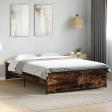 Berkfield Bed Frame without Mattress Smoked Oak 135x190 cm Double