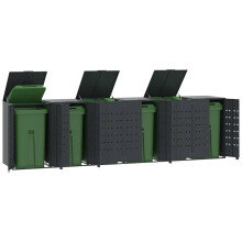 Berkfield Wheelie Bin Storage for 6 Bins Anthracite 414x79x117 cm Steel