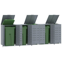 Berkfield Wheelie Bin Storage for 5 Bins Grey 345x79x117 cm Steel