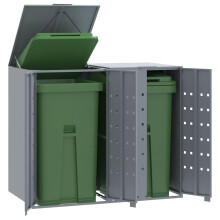 Berkfield Wheelie Bin Storage for 2 Bins Grey 138x79x117 cm Steel