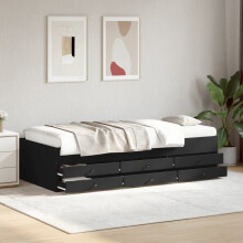 Berkfield Daybed with Drawers without Mattress Black 90x200 cm