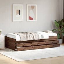 Berkfield Daybed with Drawers without Mattress Brown Oak 90x200 cm