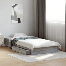 Berkfield Bed Frame with Drawers without Mattress Grey Sonoma 90x200 cm