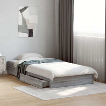 Berkfield Bed Frame with Drawers without Mattress Grey Sonoma 90x190 cm Single