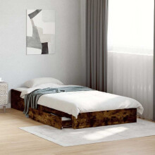 Berkfield Bed Frame with Drawers without Mattress Smoked Oak 90x190 cm Single