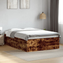 Berkfield Bed Frame without Mattress Smoked Oak 135x190 cm Double