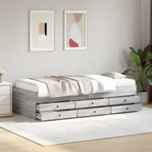 Berkfield Daybed with Drawers without Mattress Grey Sonoma 75x190 cm Small Single
