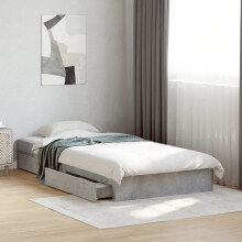 Berkfield Bed Frame with Drawers without Mattress Concrete Grey 75x190 cm Small Single