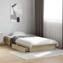 Berkfield Bed Frame with Drawers without Mattress Sonoma Oak 75x190 cm Small Single