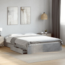 Berkfield Bed Frame with Drawers without Mattress Concrete Grey 150x200 cm King Size