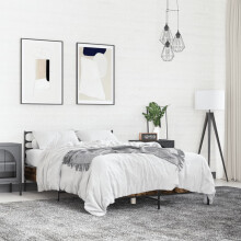 Berkfield Bed Frame without Mattress Smoked Oak 135x190 cm Double