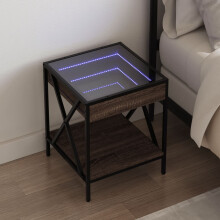 Berkfield Bedside Table with Infinity LED Brown Oak 40x40x49 cm