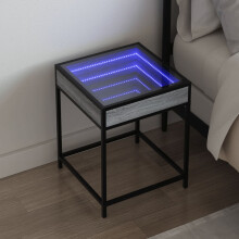 Berkfield Bedside Table with Infinity LED Grey Sonoma 40x40x51 cm
