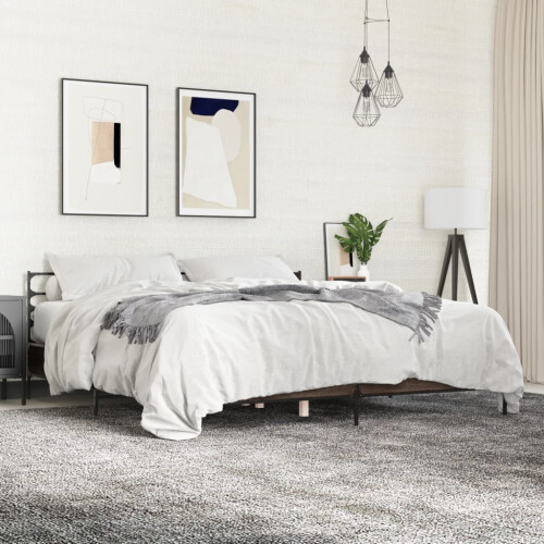 Berkfield Bed Frame without Mattress Brown Oak 200x200 cm