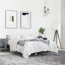 Berkfield Bed Frame without Mattress Smoked Oak 140x190 cm