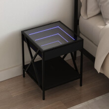 Berkfield Bedside Table with Infinity LED Black 40x40x49 cm