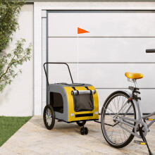 Berkfield Pet Bike Trailer Yellow and Grey Oxford Fabric and Iron