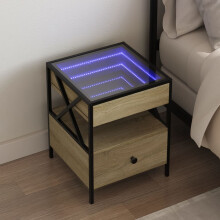 Berkfield Bedside Table with Infinity LED Sonoma Oak 40x40x51 cm