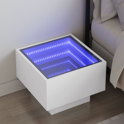 Berkfield Bedside Table with Infinity LED White 40x40x30 cm