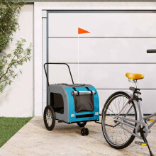 Berkfield Pet Bike Trailer Blue and Grey Oxford Fabric and Iron