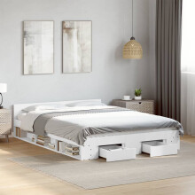 Berkfield Bed Frame with Drawers without Mattress White 140x200 cm
