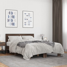 Berkfield Bed Frame without Mattress Brown Oak 140x190 cm