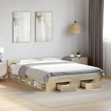 Berkfield Bed Frame with Drawers without Mattress Sonoma Oak 160x200 cm