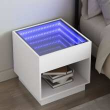 Berkfield Bedside Table with Infinity LED White 50x50x50 cm