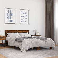 Berkfield Bed Frame without Mattress Smoked Oak 140x200 cm