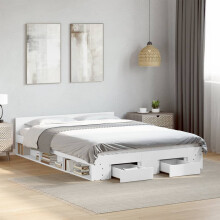 Berkfield Bed Frame with Drawers without Mattress White 160x200 cm