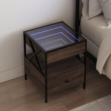 Berkfield Bedside Table with Infinity LED Brown Oak 40x40x51 cm