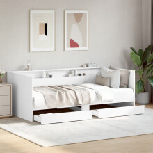 Berkfield Daybed with Drawers without Mattress White 90x200 cm
