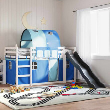 Berkfield Bunk Bed without Mattress with Slide and Curtains Blue 90x200 cm