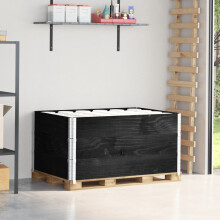Berkfield Pallet Collars 3 pcs Black 120x80 cm Solid Wood Pine