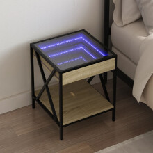 Berkfield Bedside Table with Infinity LED Sonoma Oak 40x40x49 cm